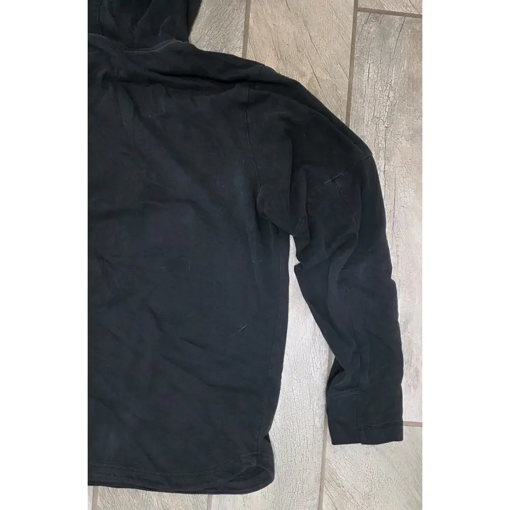 Adidas Hoodie Mens Large Black Pullover Big Logo Sweatshirt Pocket Casual